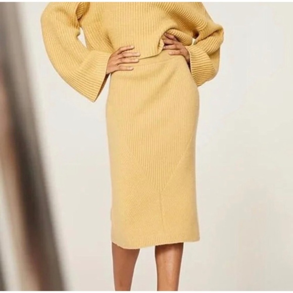 Sweet Baby Jamie Jamie Mizrahi RTR Butter Yellow Ribbed Knit Midi Skirt Size XS
